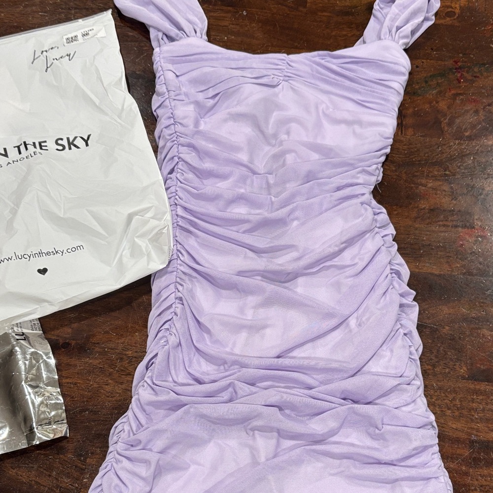 Lucy in the Sky Lilac Ruched Mini Dress